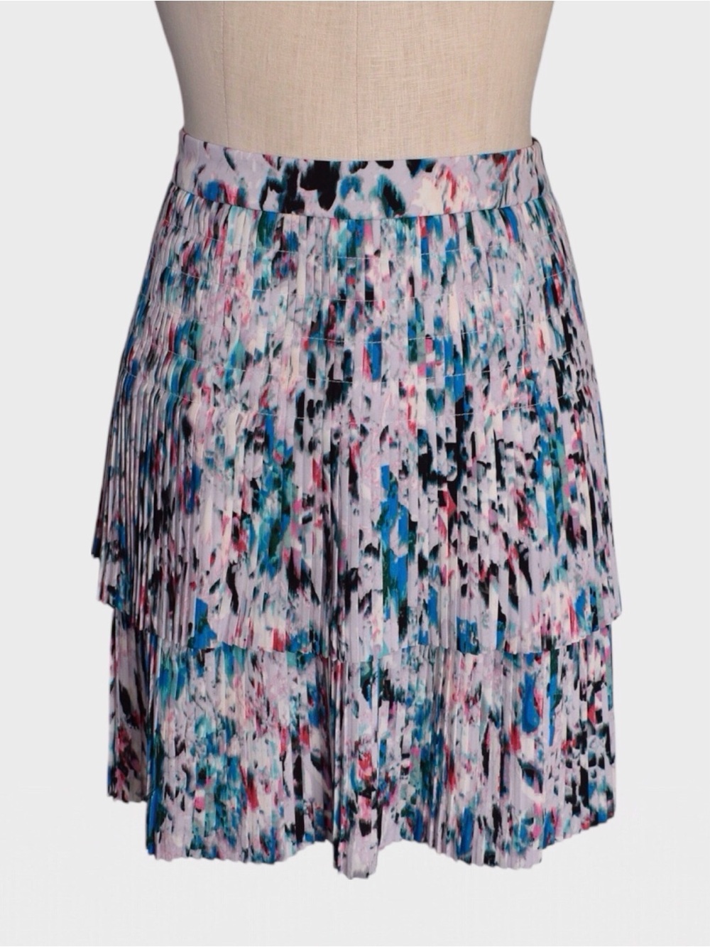 J Crew Abstract Print Pleated Tiered Mini Skirt